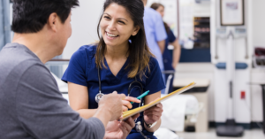 Nurse talking to a patient