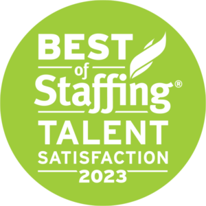 Best of Staffing Talent Satisfaction 2023 logo for ClearlyRated.