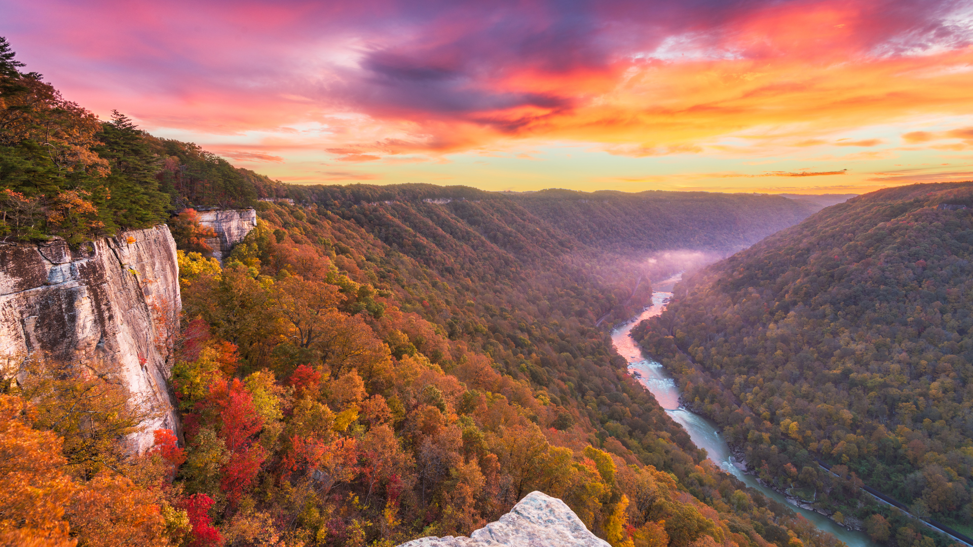 Fall Foliage Reflected in the Lake at  Cheaha State Park, Alabama