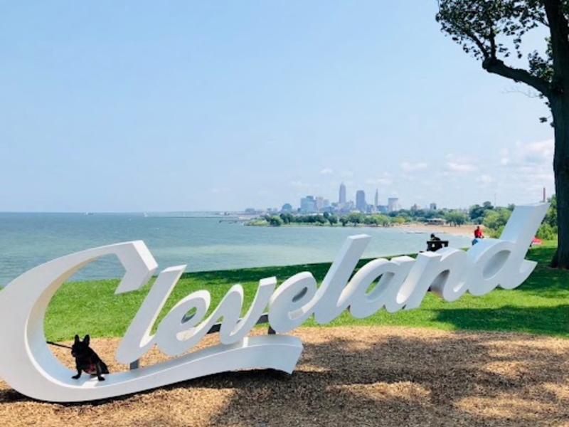 Photo shows the Cleveland sign.